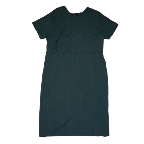 Universal Standard "Mary" Plus Size Hunter Green Crossover Neckline Sheath Dress - Picture 3 of 6